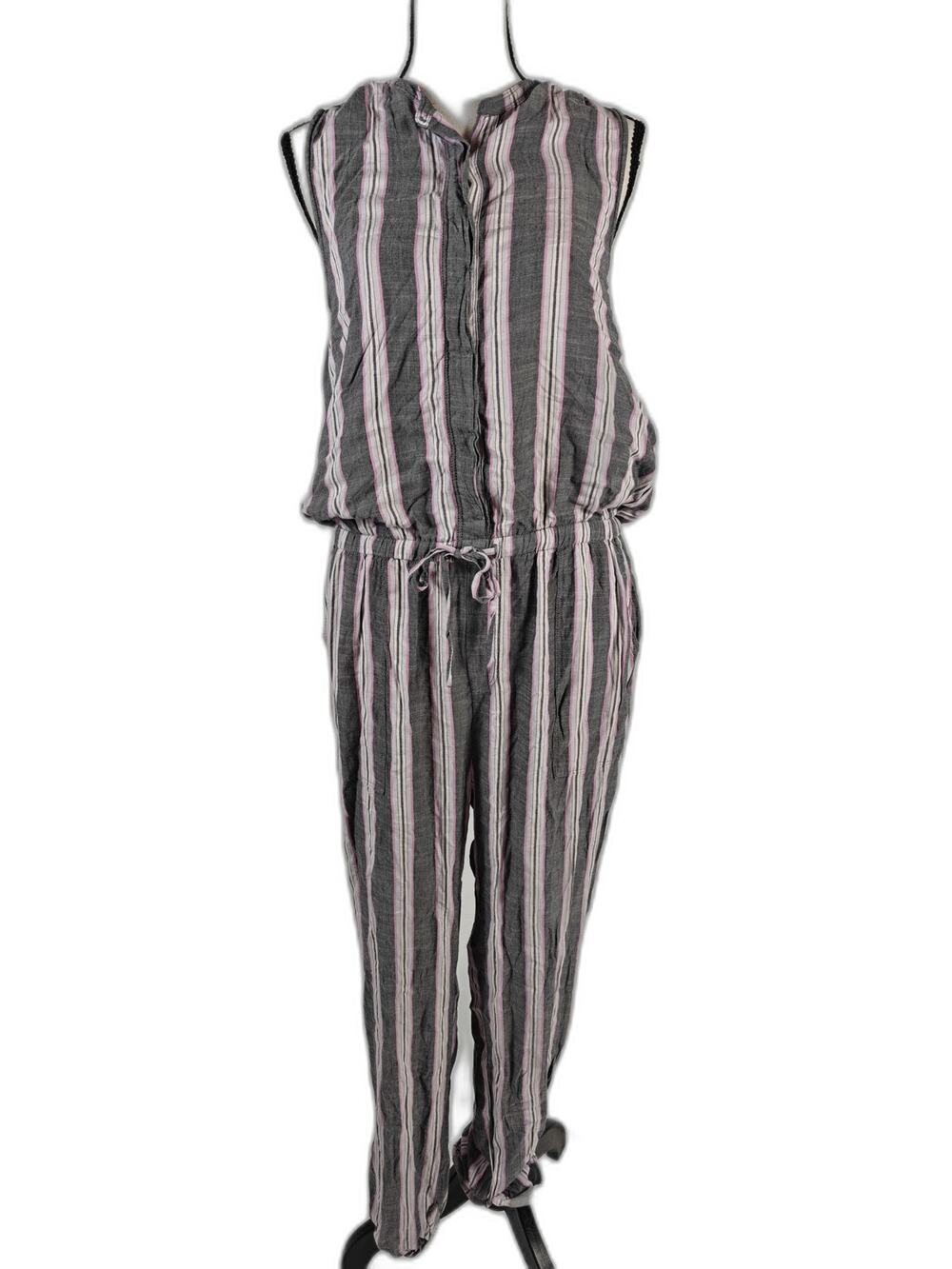 Womens Splendid Jumpsuit Gray Pink Striped Size M